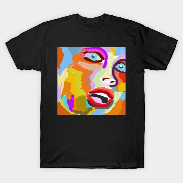 Woman's Face Pop Art Style T-Shirt by jazzworldquest